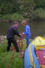 Setting up traversing belays, to cross the River Severn without the boat!